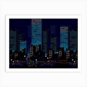 Night Cityscape City Buiding Art Vaporwave Art Print