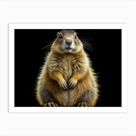 Prairie Dog Portrait With Black Background 1 Art Print