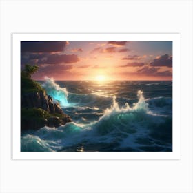 Sunset Over The Ocean 7 Art Print