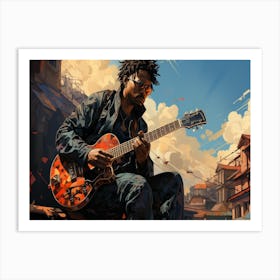 Man Playing An Electric Guitar 1 Art Print