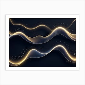 Abstract Image Of A Series Of Glowing Golden Waves On A Dark Background Art Print