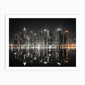 Dubai Skyline At Night 2 Art Print