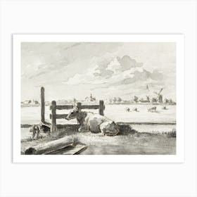 Whey With Lying Cow, Jean Bernard Art Print
