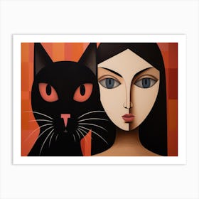 Cat And Woman 3 Art Print