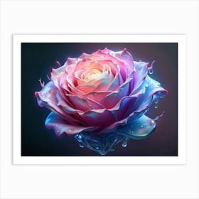 Abstract Rose With Water Drops Art Print