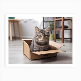 Cat In A Box Art Print