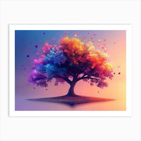 Elegant Colorful Tree with Colorful Leaves 1 Art Print