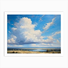 Cumulus Clouds Headlining The Scenic Landscape Clustered Carelessly Against A Shifting Cerulean Ba (4) Art Print