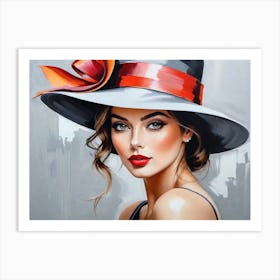 Woman In A Great Hat Art Print