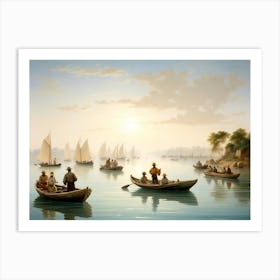 Boats In The Harbor Art Print