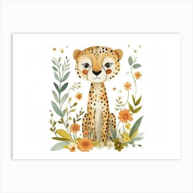Little Floral Cheetah 1 Art Print