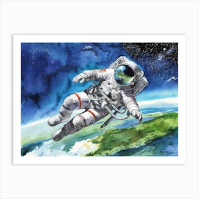 Astronaut In Space Art Print