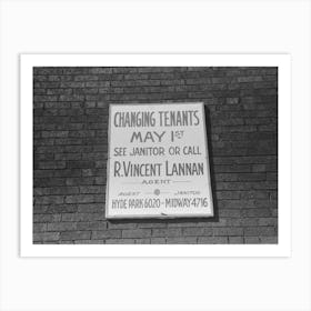 This Sign Means That Apartment House Is Being Vacated By S And Will Be Rented To African American People, Chicago, Art Print