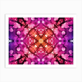 Pink Watercolor Flower Pattern Art Print