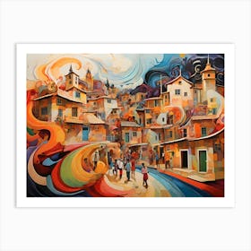 Colorful City Paintings Art Print Art Print