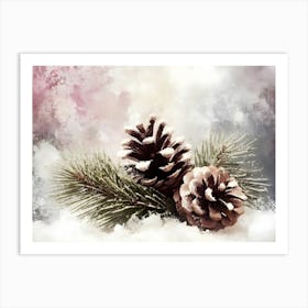 Pine Cones In The Snow Art Print