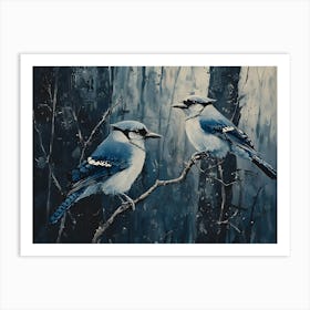 Bluejays In The Woods 3 Art Print