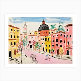 Rome Italy Cute Watercolour Illustration 4 Art Print