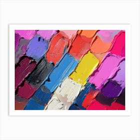 Abstract Rainbow Colour Palette Knife Oil Painting 8 Art Print