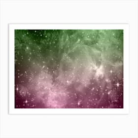 Green Violet Galaxy Space Background Art Print