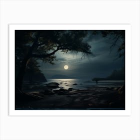 Moonlight Over The Water 1 Art Print