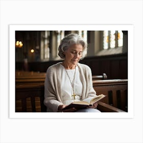 An Adult Woman Likely Of An Elderly Age Dressed In A Worn But Warm White Cardigan Engaging In A S 2 Art Print