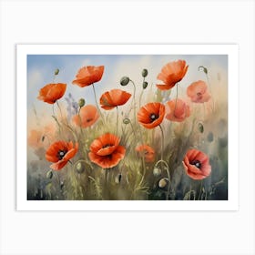 Vintage Poppies Oil Painting Art Print