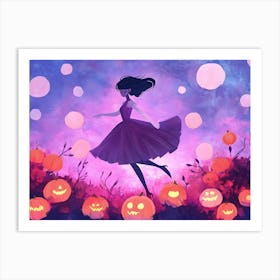 Halloween Girl In Purple Dress Art Print