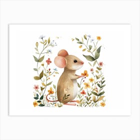 Little Floral Mouse 2 Art Print