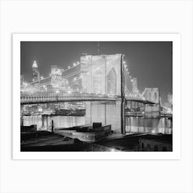 Brooklyn Bridge At Night New York Art Print