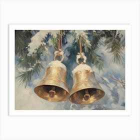 Christmas Golden Bells Art Print