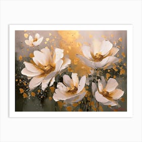 White Flowers With A Touch Of Gold Pt. 2 Art Print