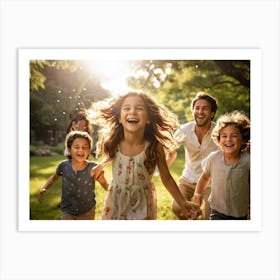 Happy Family In The Park Art Print