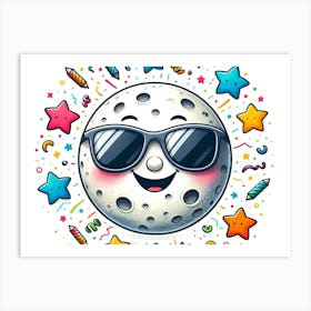 Moon In Sunglasses Art Print