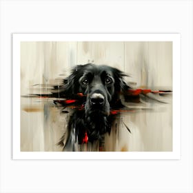 Black Flat Coated Retriever Art Print