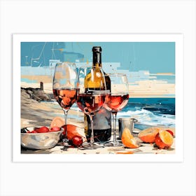 Wine On The Beach 2 Art Print