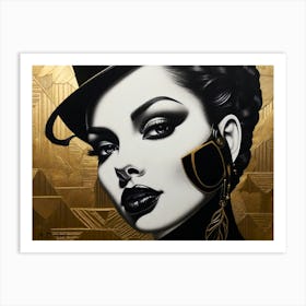 Noir Area Beauty In Gold and Dark Black Art Print