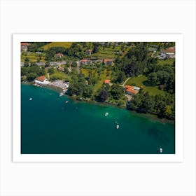 Top view of the houses by the lake. Lake Orta. Italy. Art Print