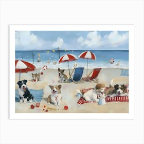 Dogs On The Beach Art Print