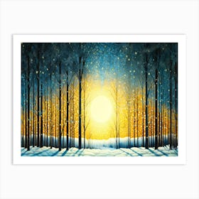 Winter Blue Light - Winter Forest Sunset Art Print