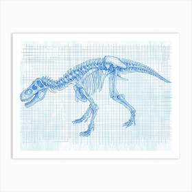 Amargasaurus Skeleton Hand Drawn Blueprint 1 Art Print
