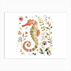 Little Floral Seahorse 2 Art Print