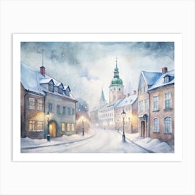 Winter Street In Lithuania Art Print