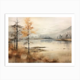 A Painting Of A Lake In Autumn 17 Art Print