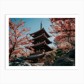 Pagoda and cherry blossoms Art Print