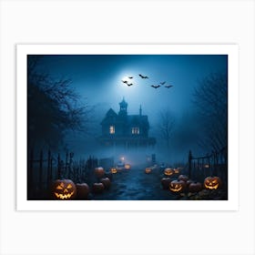 Haunting Halloween Greetings On A Misty Night (15) Art Print