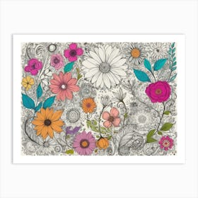 Doodle Flowers 3 Art Print