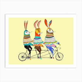 Tandem Hares Art Print