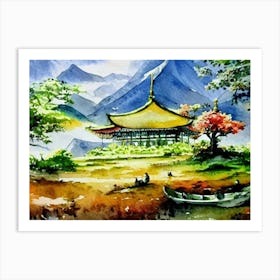 Golden Pavilion Retreat Art Print