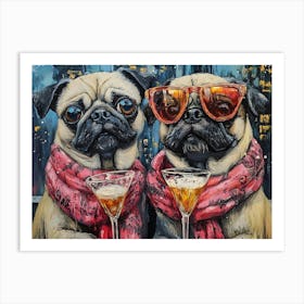 Elegant Pugs 5 Art Print